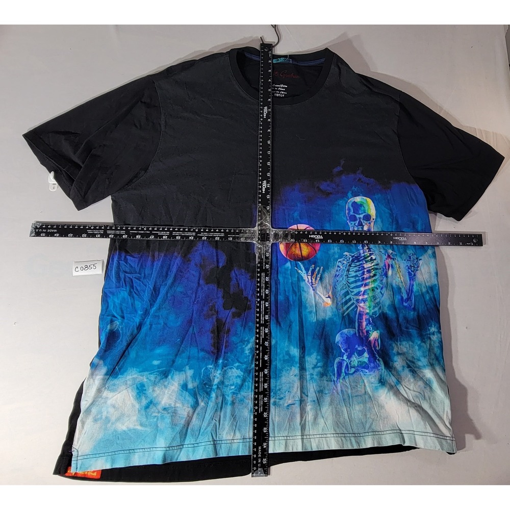 Robert Graham Mens 3XL Skeleton Basketball Graphic T-Shirt Black Blue Cotton - Picture 8 of 10